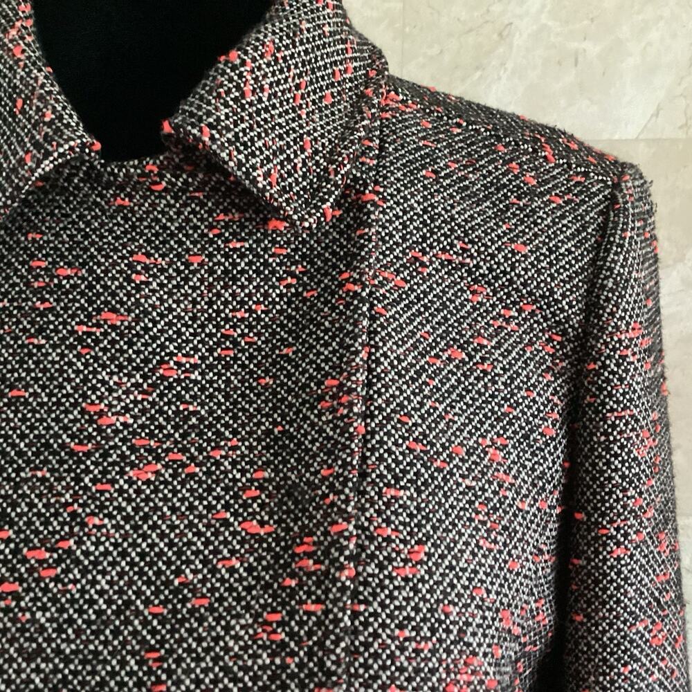 J.Crew Tweed Cropped Moto Jacket, Size 8, Black, White Neon Red, Fall Preppy - Picture 5 of 13